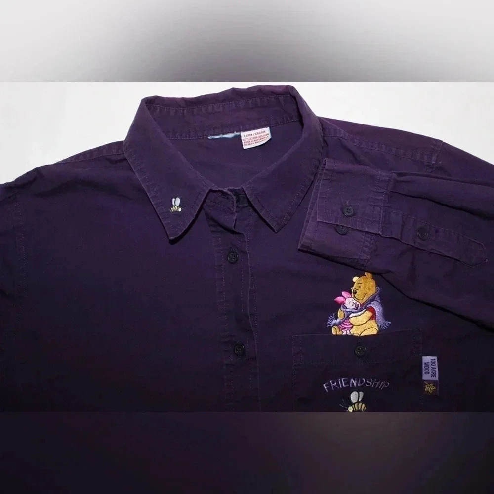Women’s Disney Winnie the Pooh 100 Acre Woods Friendship Long Sleeve Button Up L